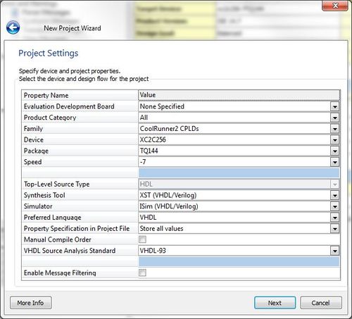 ISE - Project settings
